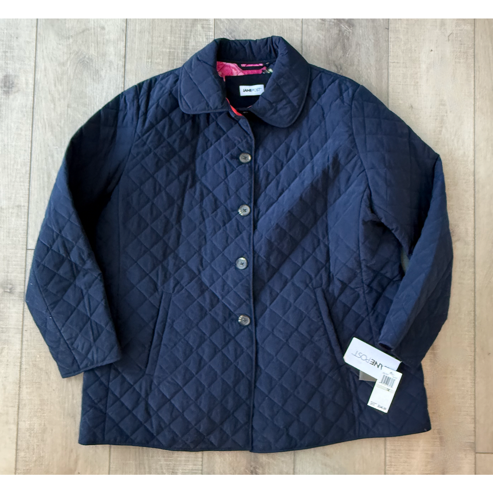 Nwt Jane Post Blue Quilted Floral Lining Jacket $340 Plus Size 1x — image 3 of 8